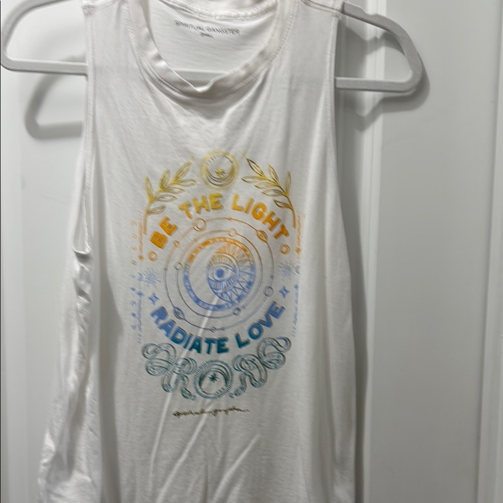 Spiritual Gangster White Tank with Vibrant Graphic